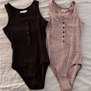 Two Madewell tank Button Bodysuits size XXS